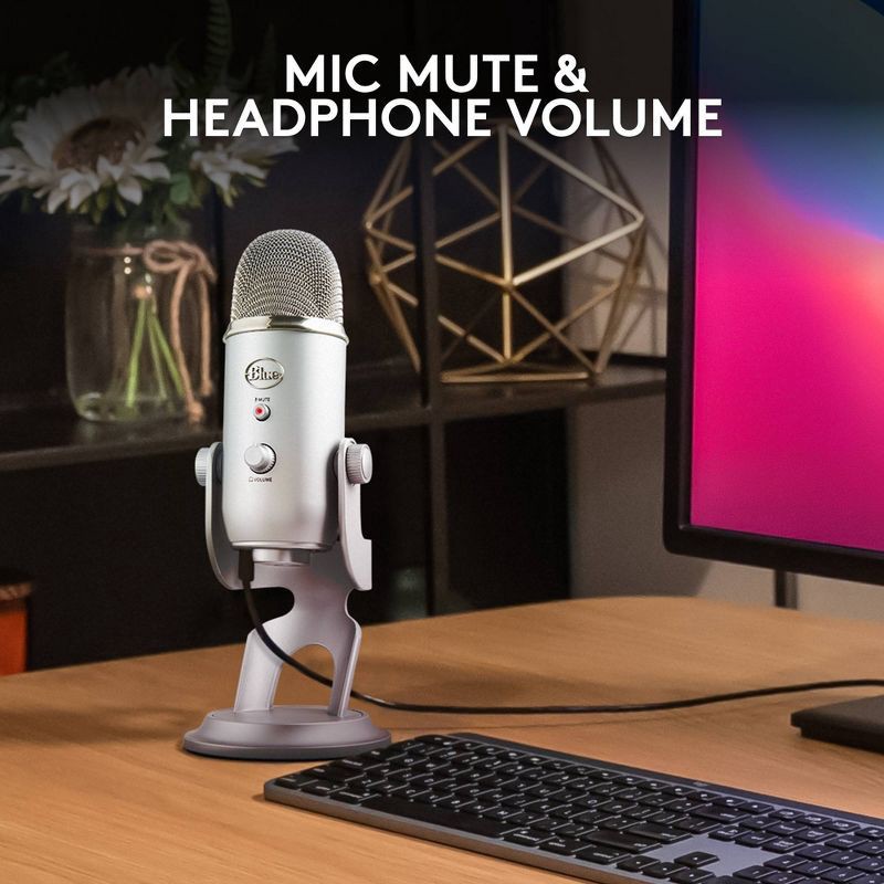 slide 8 of 11, Blue Microphones Blue Microphone - Yeti Silver: Studio USB Condenser for PC, 1 ct