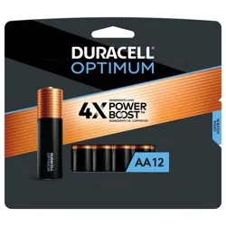 Duracell Optimum AA Batteries - 12pk Alkaline Battery with Resealable Tray