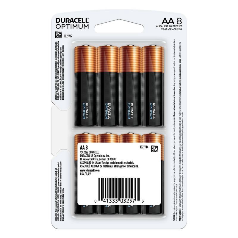 slide 6 of 6, Duracell Optimum AA Batteries - 8pk Alkaline Battery with Resealable Tray, 8 ct