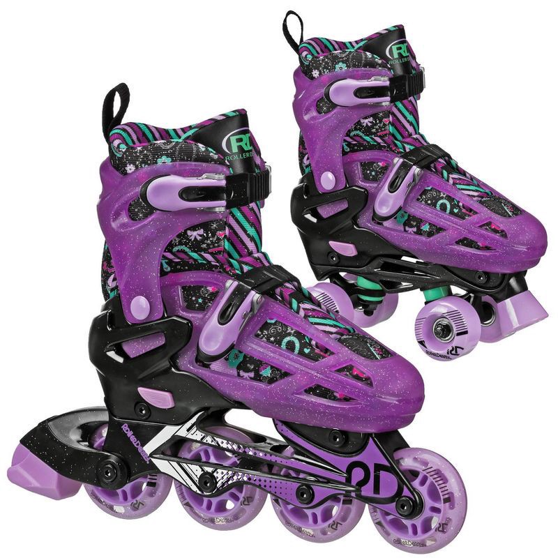 slide 1 of 1, Roller Derby Lomond Kids' Adjustable Inline-Quad Combo Skates - Black (12-2), 1 ct