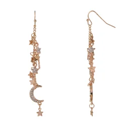 Oh Hello Moon and Stars Layered Drop Chain Earring Gold