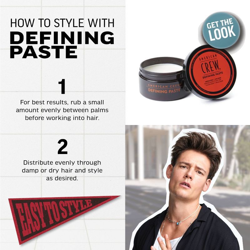 slide 6 of 8, American Crew Men's Medium Hold and Low Shine Hair Defining Hair Gel Paste - 3oz, 3 oz