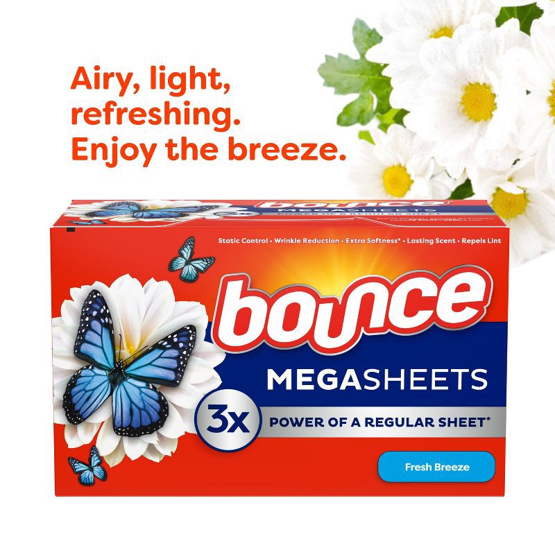 slide 5 of 10, Bounce Pet Hair & Lint Guard Mega Dryer Sheets - Fresh Breeze - 130ct, 130 ct