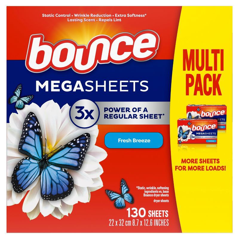slide 9 of 10, Bounce Pet Hair & Lint Guard Mega Dryer Sheets - Fresh Breeze - 130ct, 130 ct