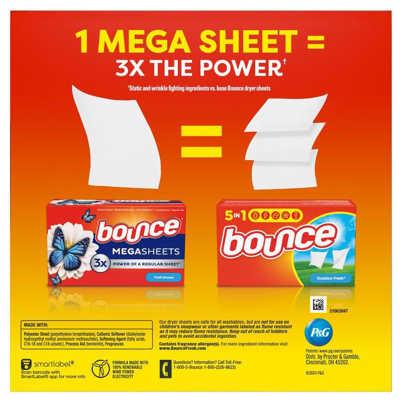 slide 4 of 10, Bounce Pet Hair & Lint Guard Mega Dryer Sheets - Fresh Breeze - 130ct, 130 ct