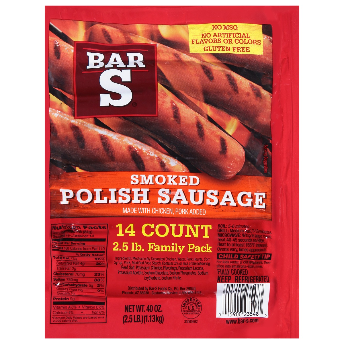 slide 1 of 7, Bar-S Smoked Polish Sausage 14 ct Pack, 40 oz