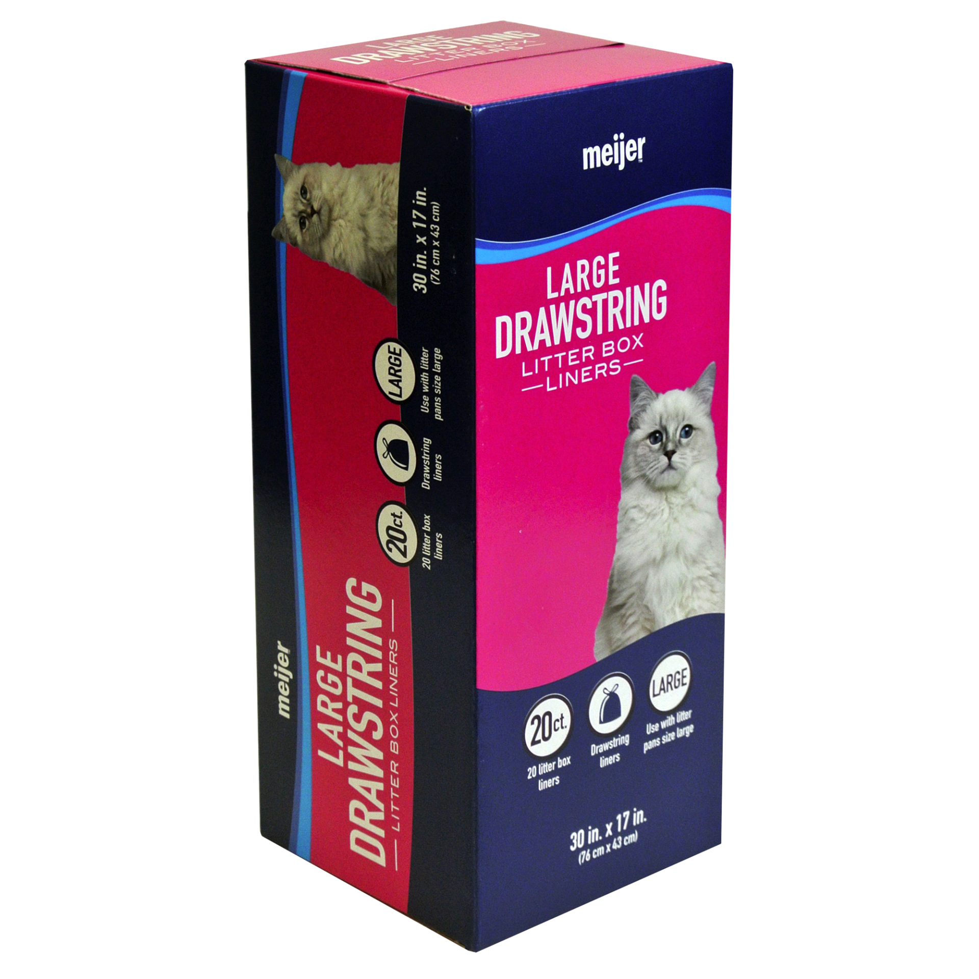 slide 1 of 1, Meijer Drawstring Litter Box Liners, Large, 20 ct