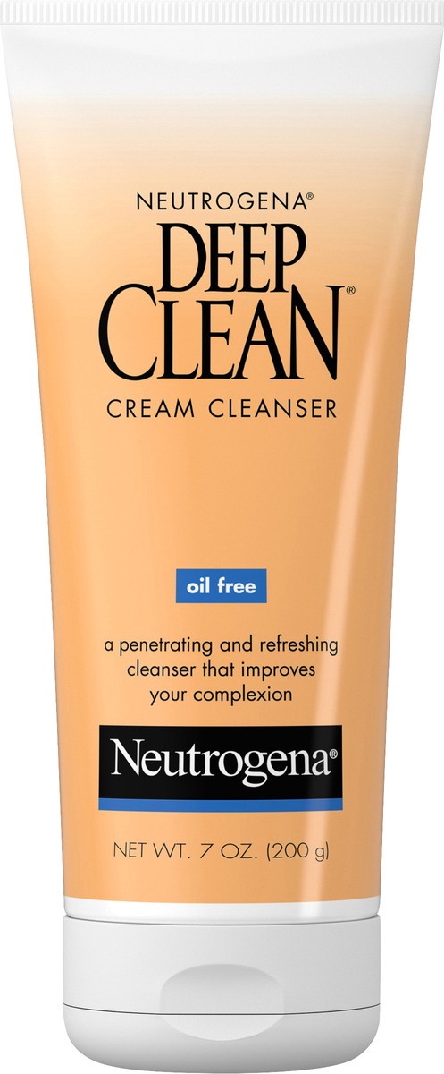 slide 7 of 7, Neutrogena Deep Clean Daily Facial Cream Cleanser with Beta Hydroxy Acid to Remove Dirt, Oil & Makeup, Alcohol-Free, Oil-Free & Non-Comedogenic, 7 fl. oz, 7 oz
