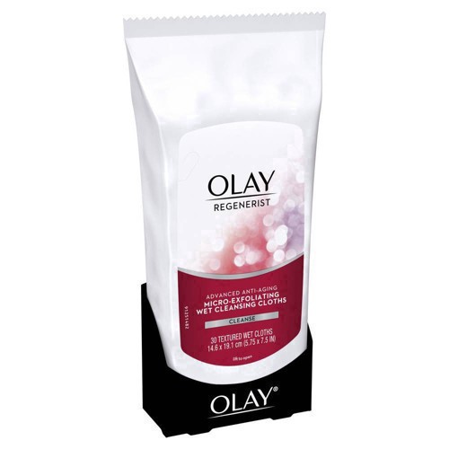 slide 34 of 66, Olay Regenerist Micro-Exfoliating Wet Cleansing Cloths, 30 Count, 30 ct