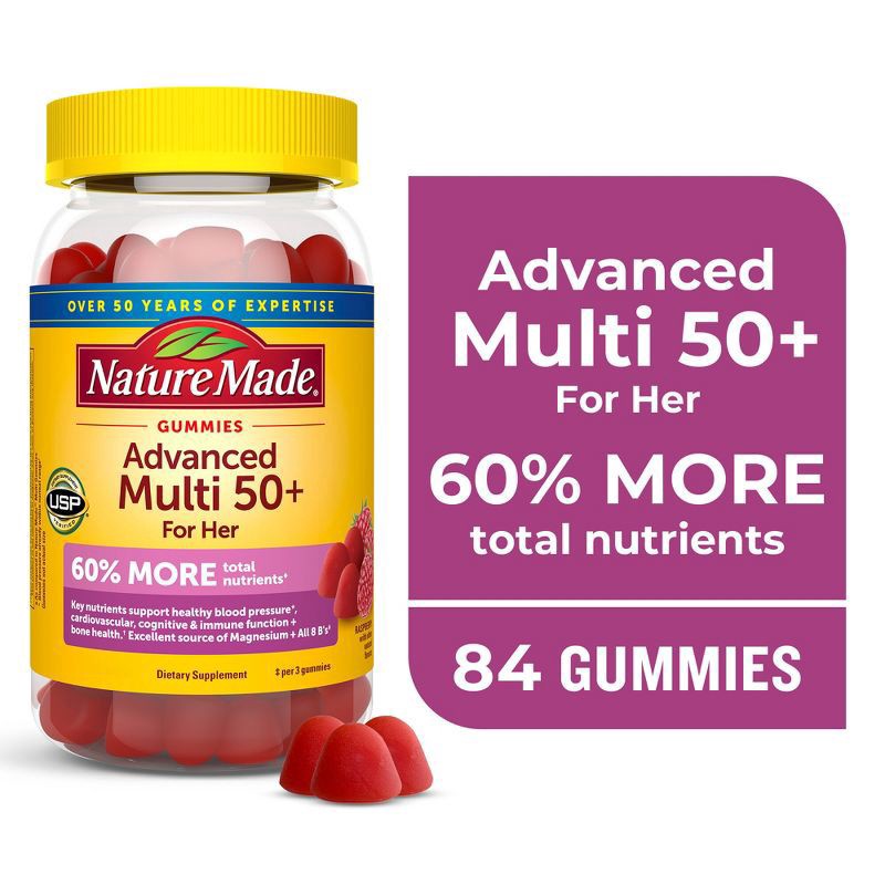 slide 8 of 10, Nature Made Raspberry Adv Multi 50 Plus Gmy, 84 ct