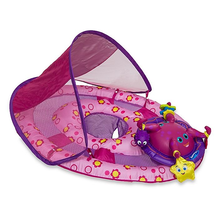 slide 1 of 3, SwimWays Baby Spring Baby Float Activity Center with Canopy - Pink, 1 ct