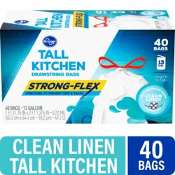 Kroger® 13 Gallon Strong Flex Tall Drawstring Kitchen Bags Clean Linen Scent