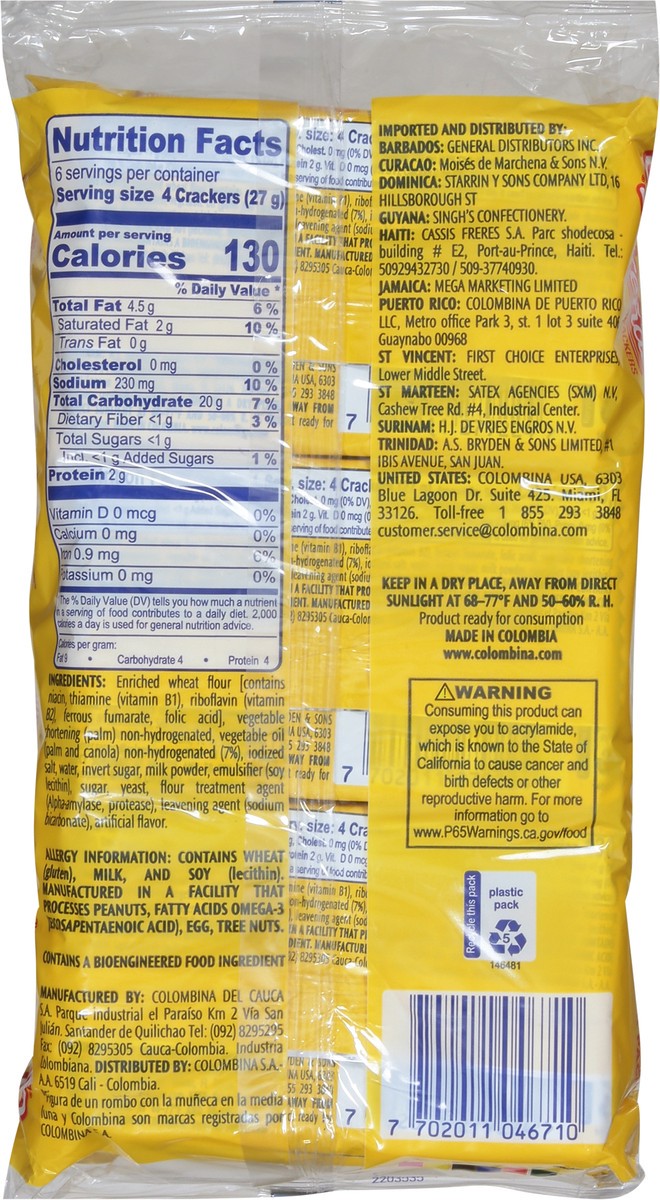 slide 8 of 9, Crakenas Colombina Butter Flavored Crackers 6 - 4 Cracker Packs, 6 ct