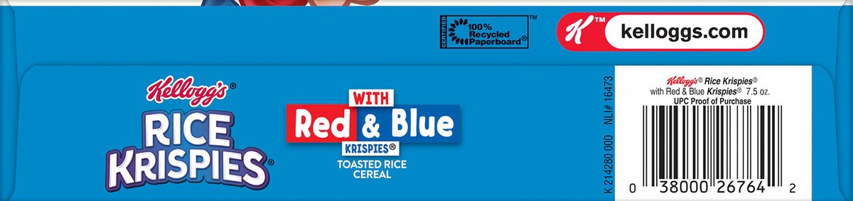 slide 2 of 8, Rice Krispies Kellogg's Rice Krispies Breakfast Cereal, Summer Snacks, Family Breakfast, Red and Blue Color Mix, 7.5oz Box, 1 Box, 7.5 oz