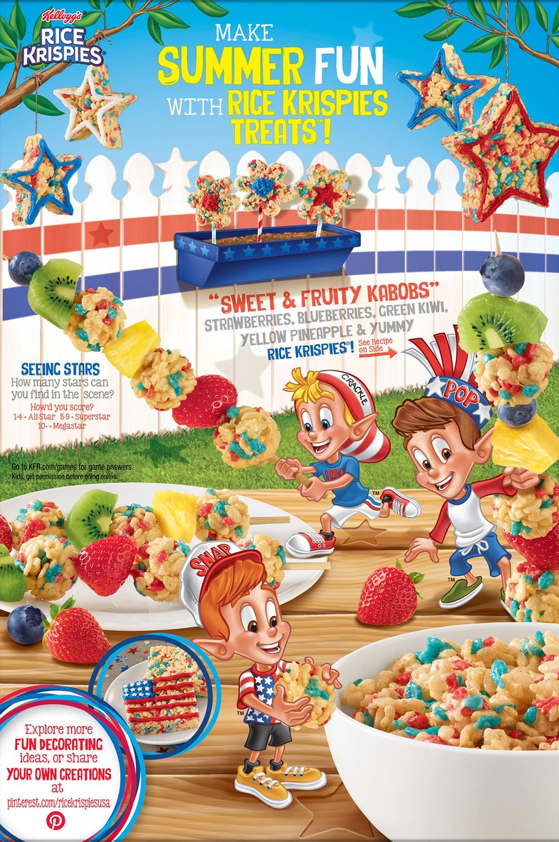 slide 3 of 8, Rice Krispies Kellogg's Rice Krispies Breakfast Cereal, Summer Snacks, Family Breakfast, Red and Blue Color Mix, 7.5oz Box, 1 Box, 7.5 oz