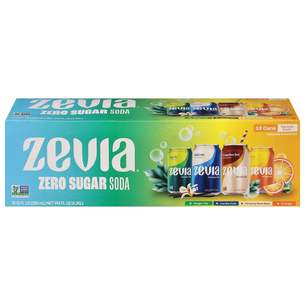 slide 1 of 13, Zevia Zero Sugar Assorted Soda Variety Pack 12 - 12 fl oz Cans, 12 ct