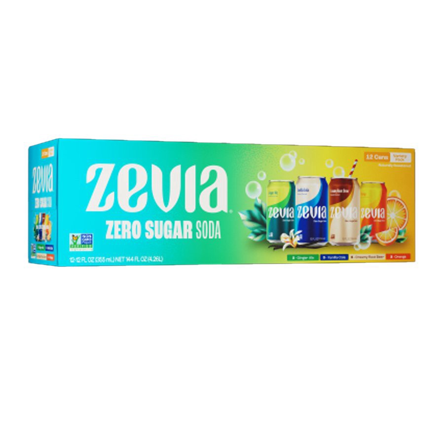 slide 1 of 5, Zevia Zero Sugar Assorted Soda Variety Pack 12 - 12 fl oz Cans, 12 ct