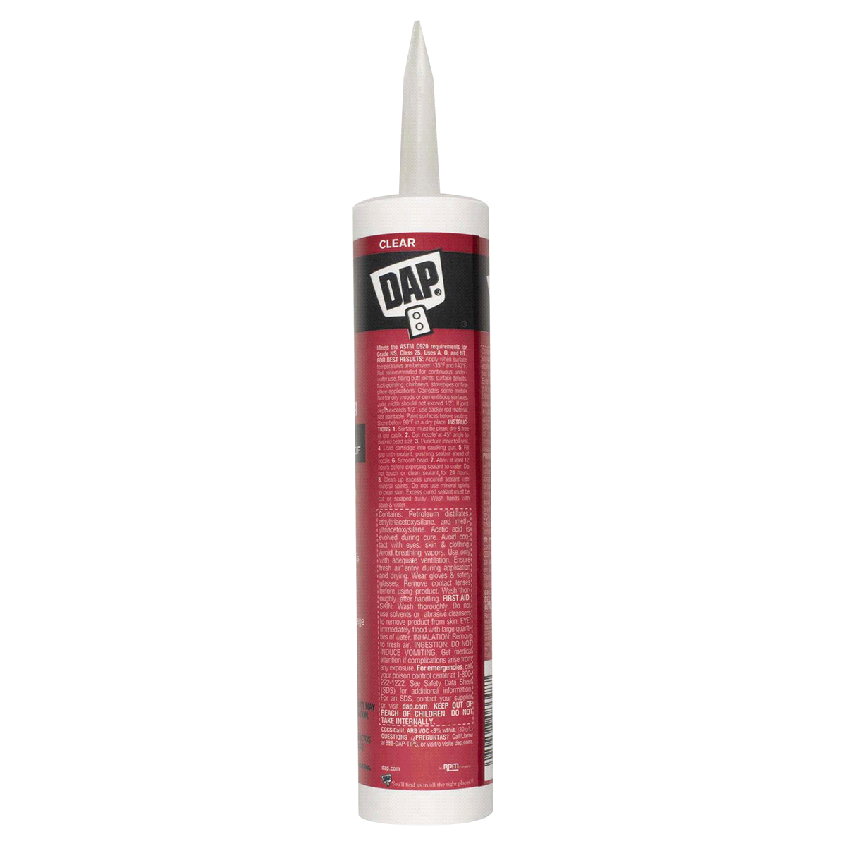 slide 7 of 9, DAP Kitchen & Bath 100% Silicone Rubber Sealant - Clear, 9.8 fl oz