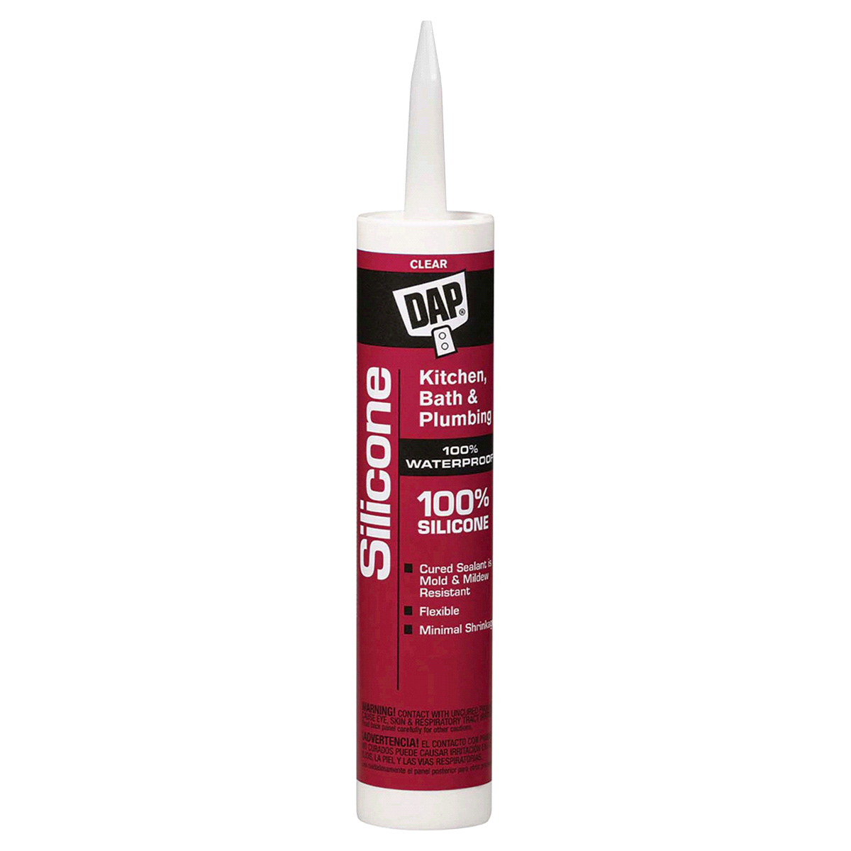 slide 1 of 9, DAP Kitchen & Bath 100% Silicone Rubber Sealant - Clear, 9.8 fl oz