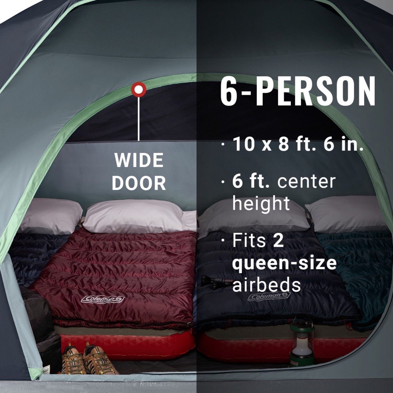 slide 2 of 6, Coleman Skydome Camping Tent 6 Person, 6 person