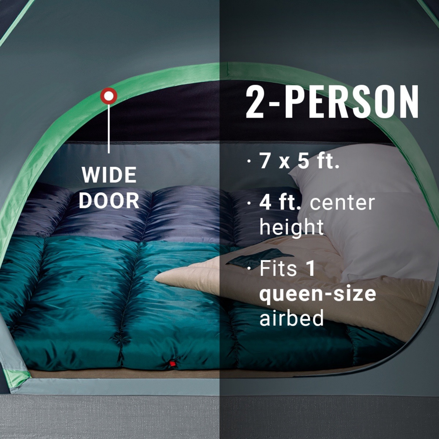 slide 2 of 6, Coleman 2-Person Skydome Camping Tent, 2p