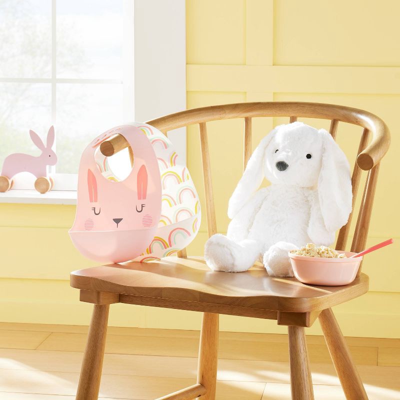 slide 2 of 4, Silicone Bib with Decal - 2ct - Cloud Island™ Rabbit/Rainbow, 2 ct