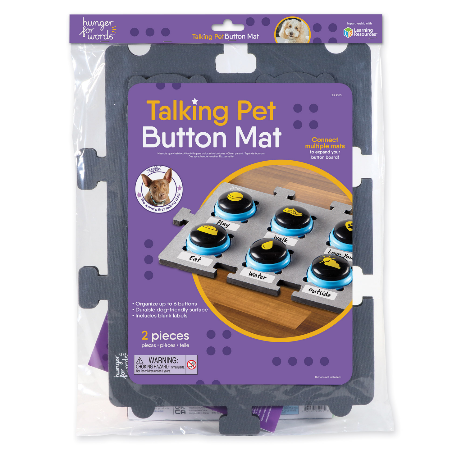 slide 1 of 3, Hunger For Words Talking Pet Button Mat, 1 ct