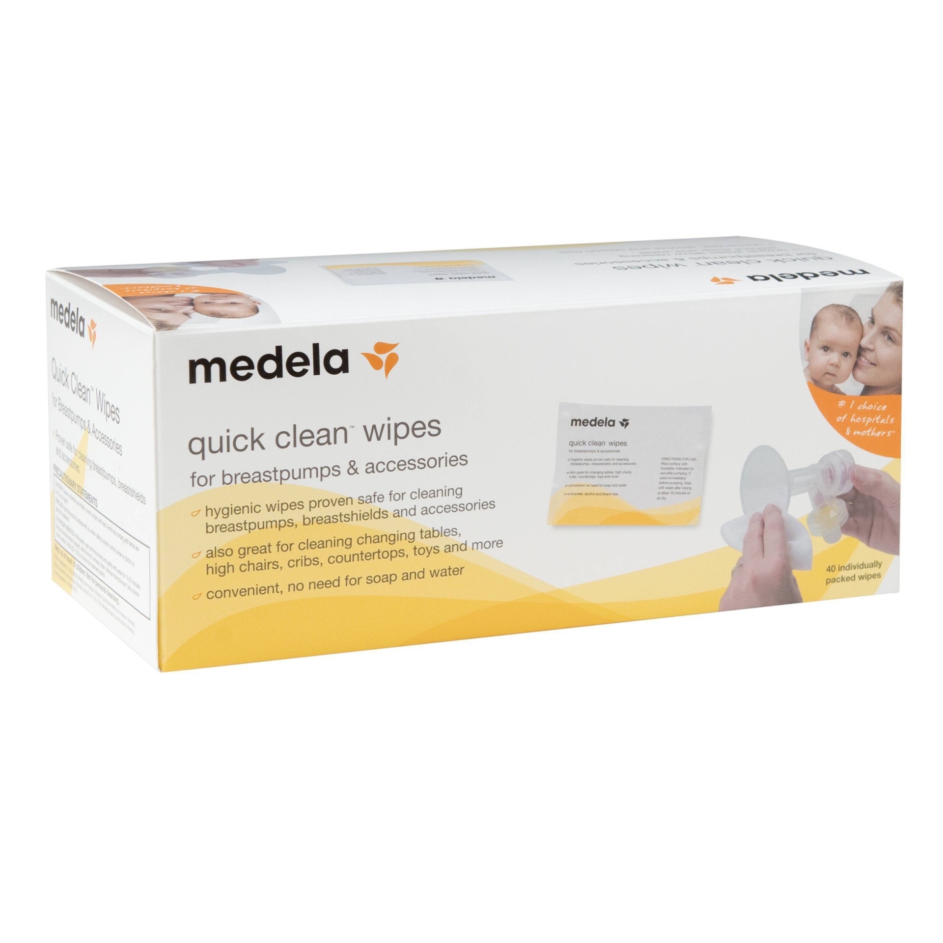 slide 1 of 3, Medela Quick Clean Breast Pump & Accessory Wipes, 40 ct