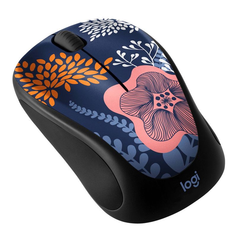 slide 2 of 3, Logitech Mouse (M317) - Forest Floral: Wireless USB-A, 1000 dpi, Soft-Touch Grips, 1 ct