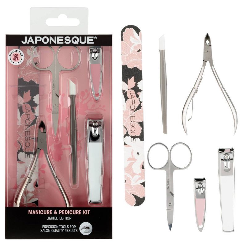 slide 1 of 9, JAPONESQUE Manicure & Pedicure Kit Limited Edition - 6pc: Includes Nail Clipper, Scissors, Stainless Steel, 6 ct