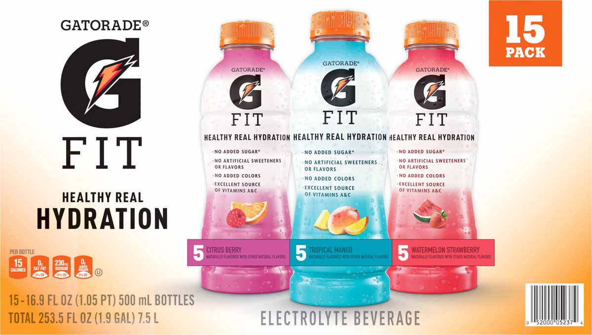 slide 6 of 6, Gatorade Electrolyte Beverage, Assorted, 15 Pack, 15 ct