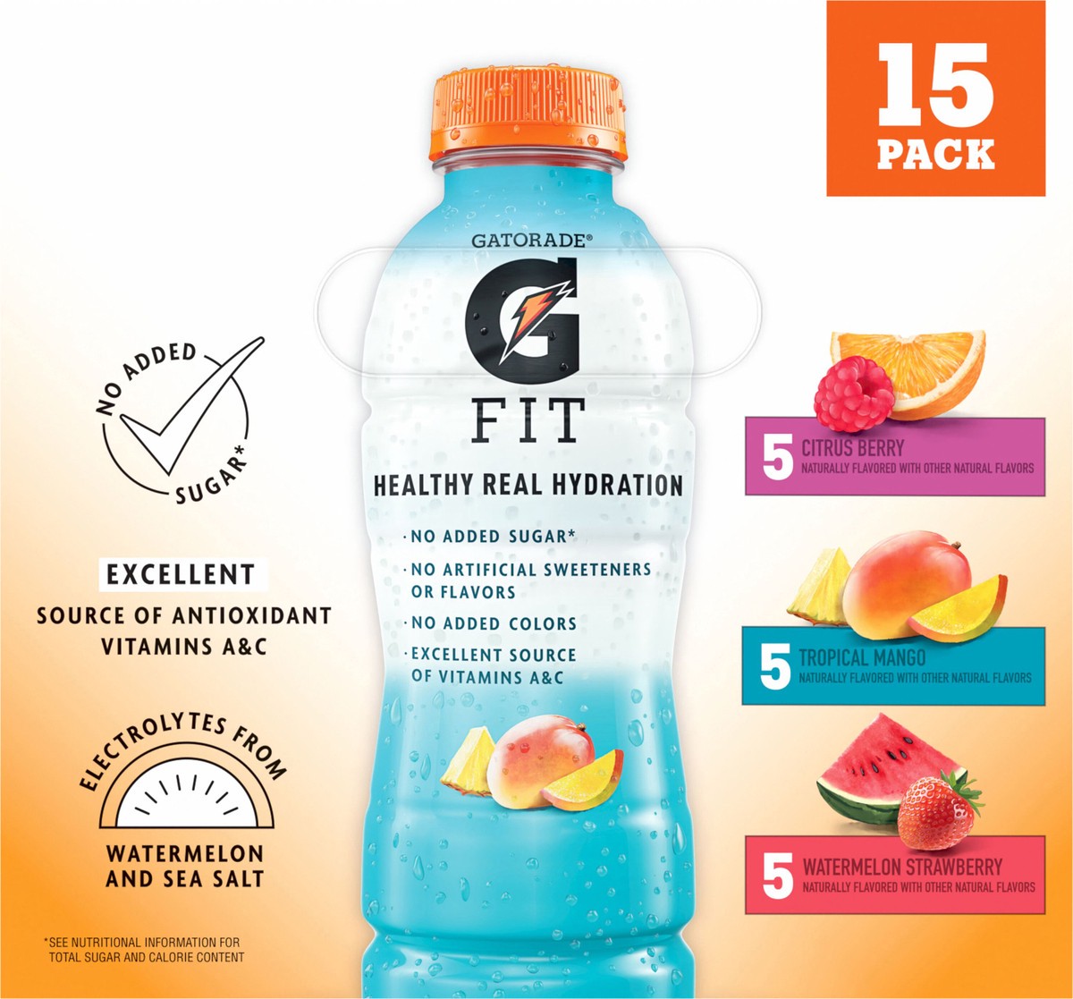 slide 5 of 6, Gatorade Electrolyte Beverage, Assorted, 15 Pack, 15 ct