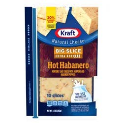 Kraft Big Slice Hot Habanero Monterey Jack Cheese Slices with Extra Hot Jalapeno & Habanero Peppers, 10 ct Pack