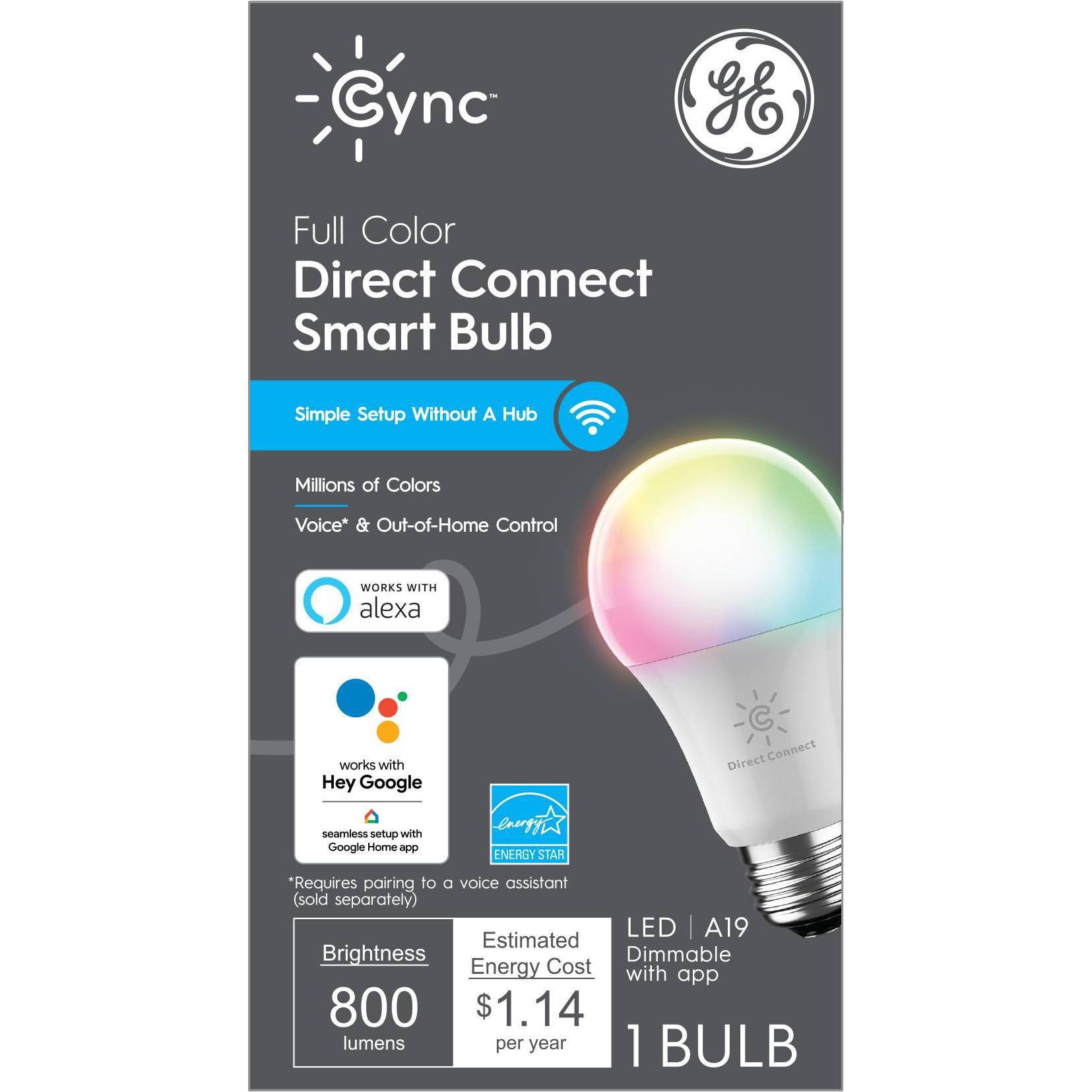 slide 1 of 10, GE Household Lighting General Electric CYNC Smart Color Changing Light Bulb, 1 ct