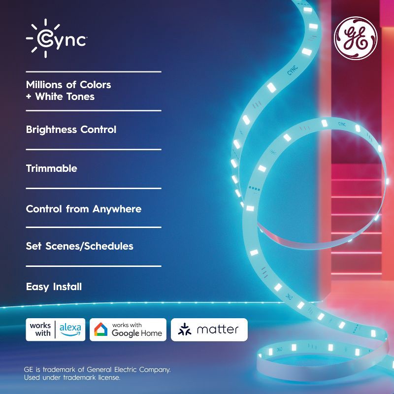 slide 10 of 10, GE Household Lighting GE 16' CYNC Smart LED Full Color Light Strip Power Supply, 1 ct
