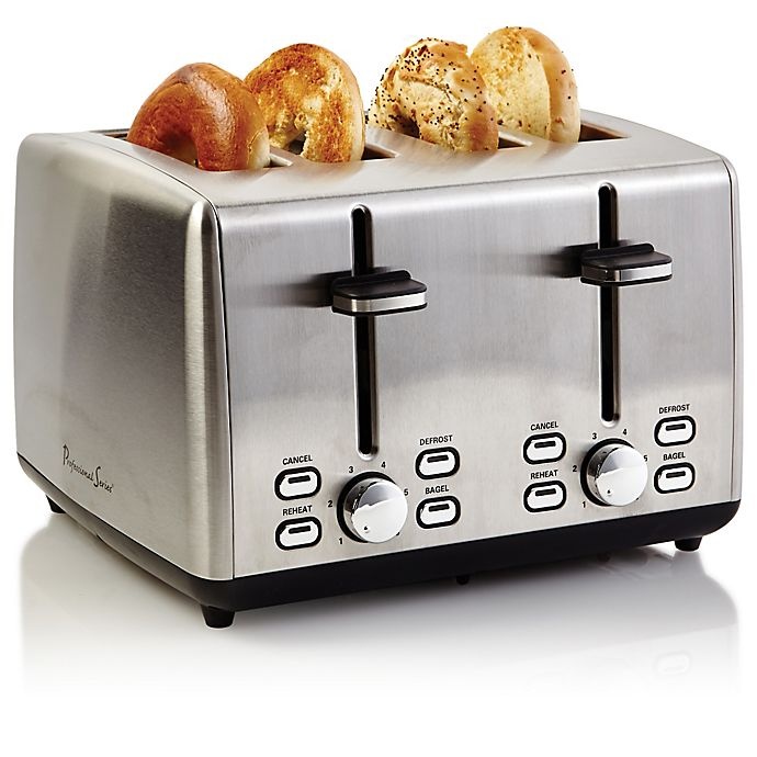 slide 3 of 8, Professional Series 4-Slice Stainless Steel Wide Slot Toaster, 1 ct