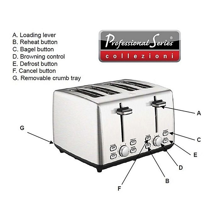 slide 7 of 8, Professional Series 4-Slice Stainless Steel Wide Slot Toaster, 1 ct