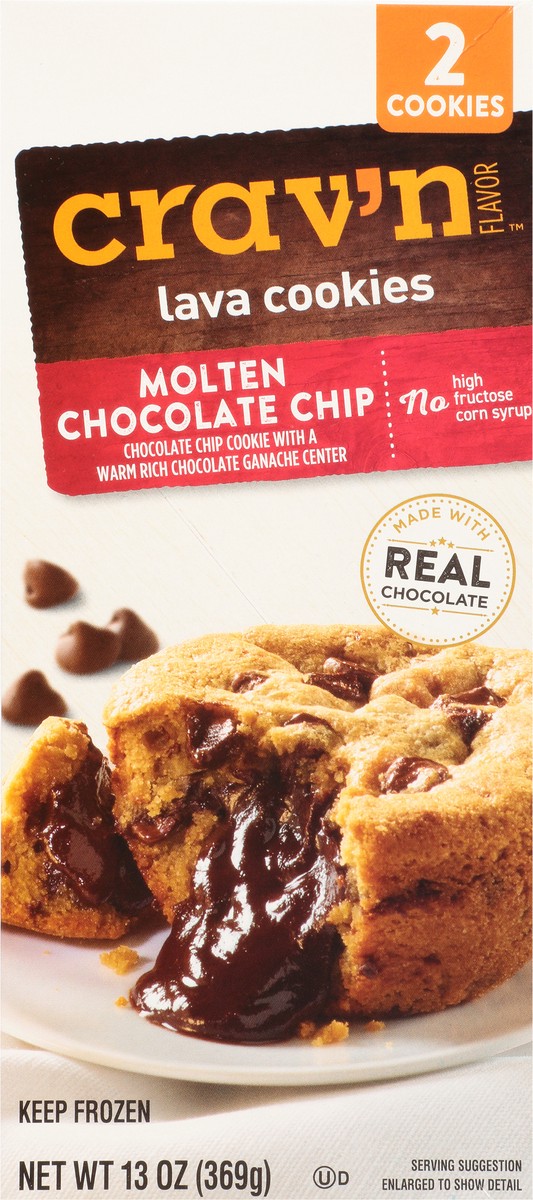 slide 10 of 17, Crav'n Flavor Lava Cookies, Molten Chocolate Chip 2Ct, 13 oz