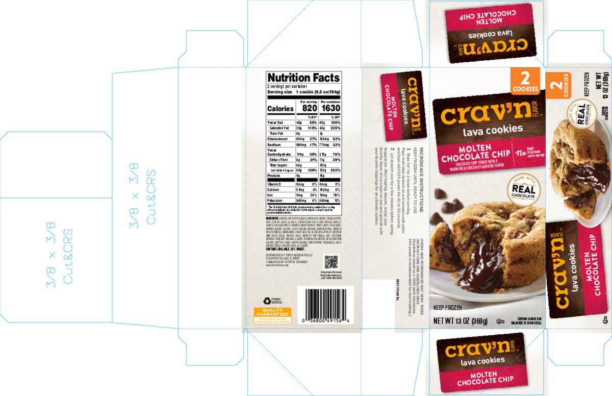 slide 4 of 17, Crav'n Flavor Lava Cookies, Molten Chocolate Chip 2Ct, 13 oz