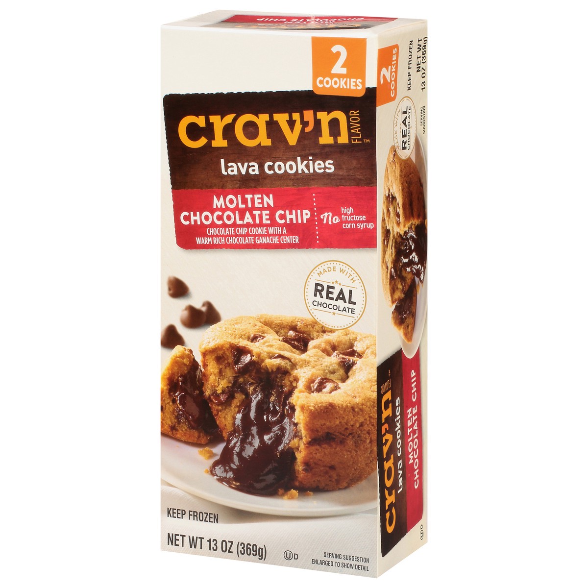 slide 14 of 17, Crav'n Flavor Lava Cookies, Molten Chocolate Chip 2Ct, 13 oz