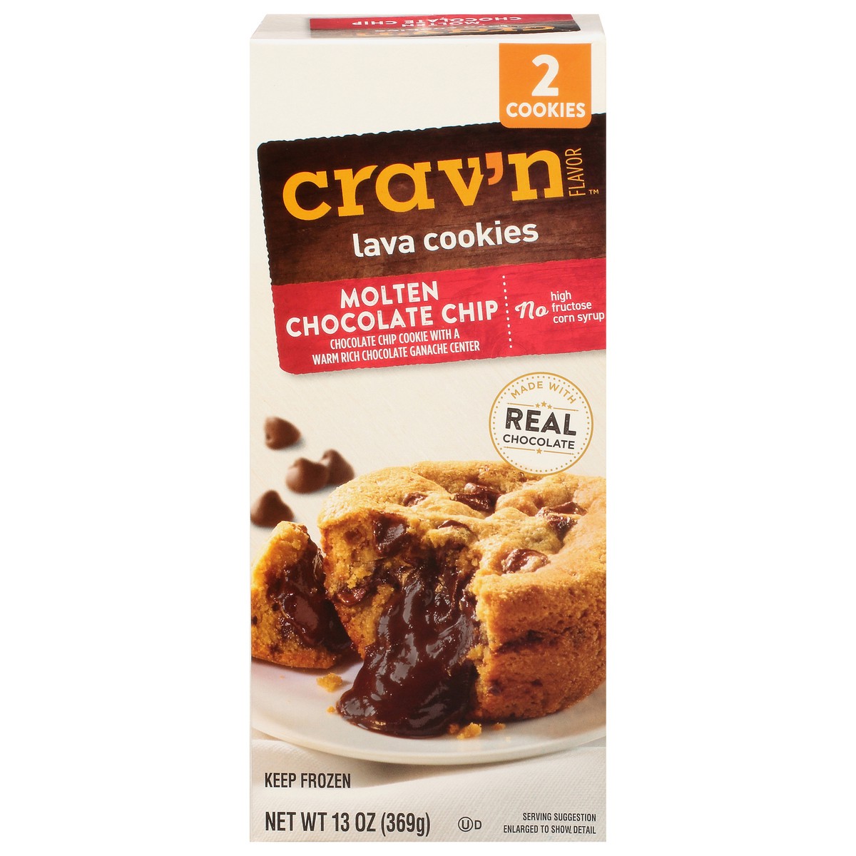 slide 11 of 17, Crav'n Flavor Lava Cookies, Molten Chocolate Chip 2Ct, 13 oz