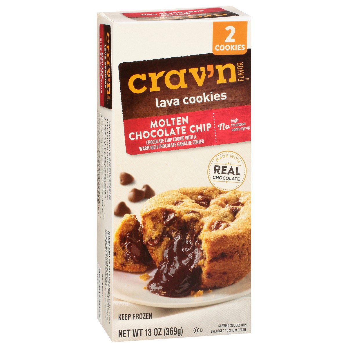 slide 5 of 17, Crav'n Flavor Lava Cookies, Molten Chocolate Chip 2Ct, 13 oz