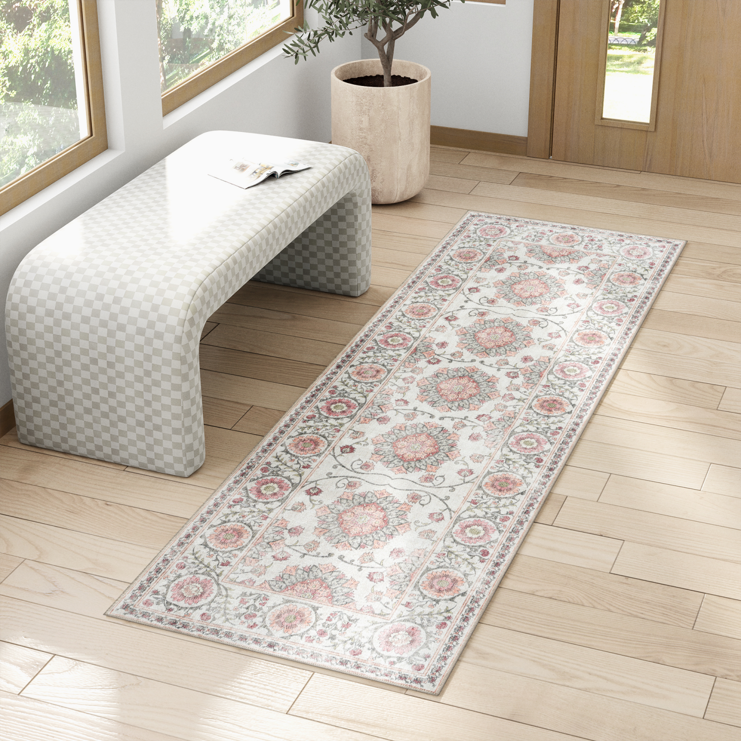 slide 4 of 6, Gertmenian Zavier Maren Washable Runner, 26x72, Ivory, 1 ct