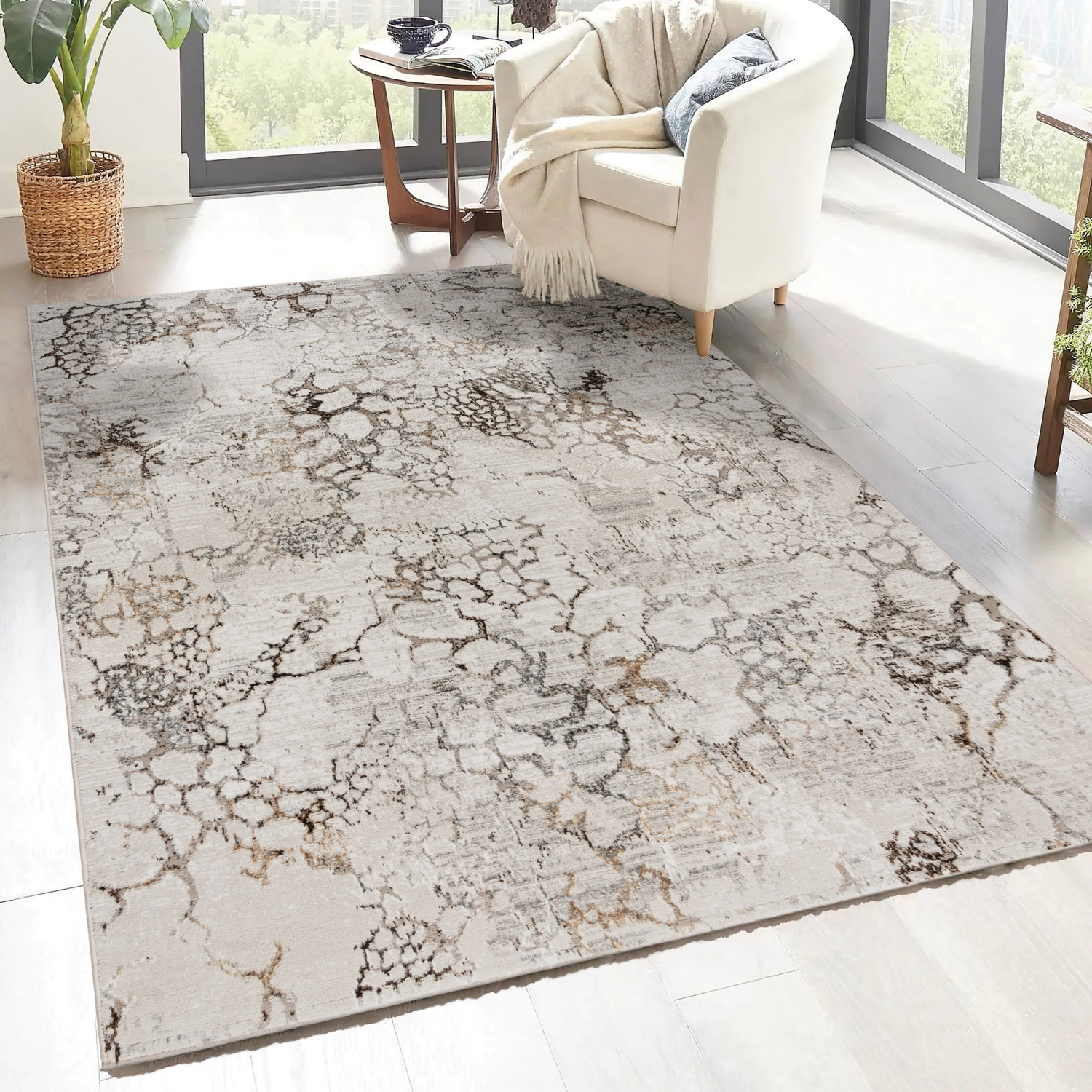 slide 4 of 4, GERTMENIAN Briton 5 X 7 (ft) Earth-tone Brown Indoor Abstract Global Area Rug, 1 ct