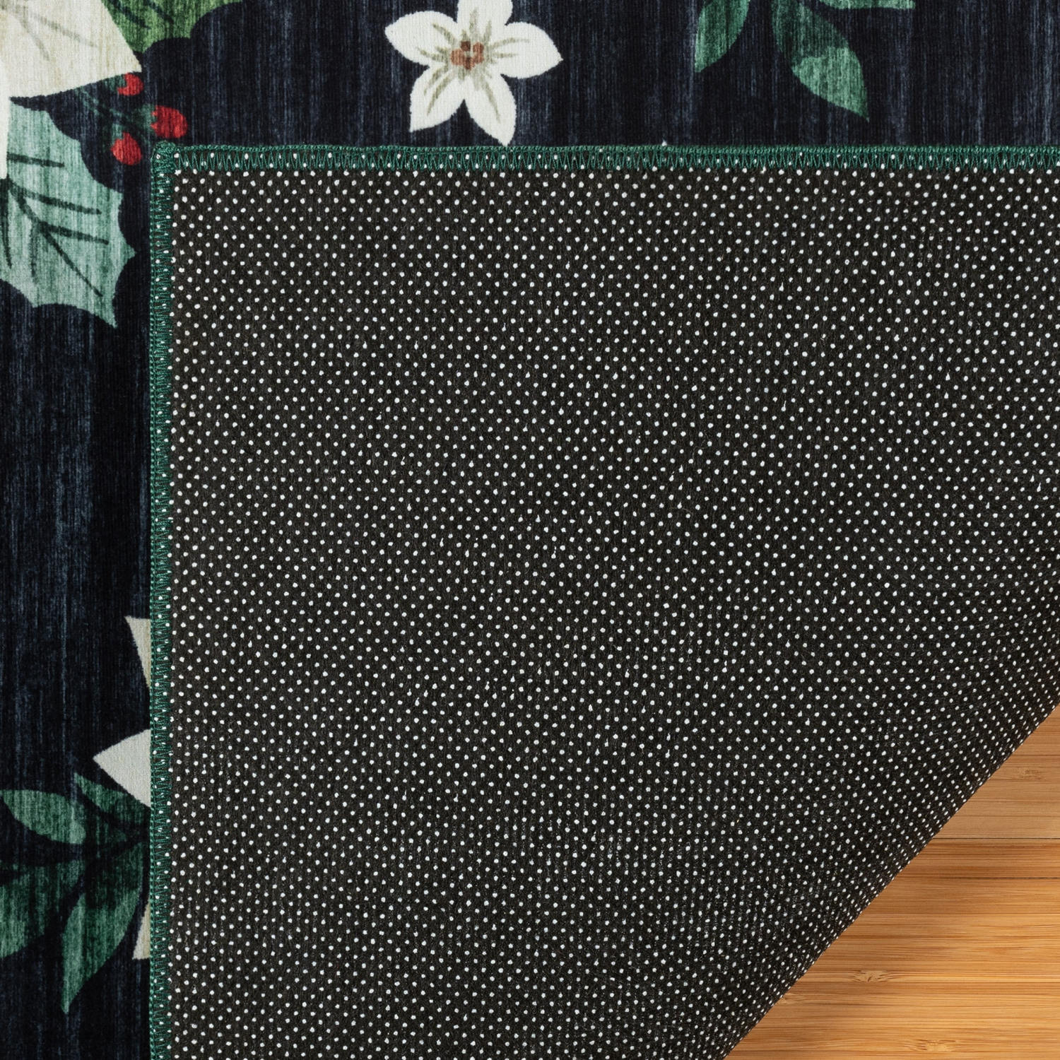 slide 2 of 4, Gertmenian Crystal Print Poinsettia Runner 26x72", Black, 1 ct