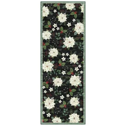 Gertmenian Crystal Print Poinsettia Runner 26x72", Black