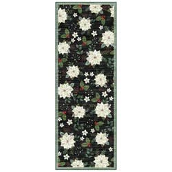Gertmenian Crystal Print Poinsettia Runner 26x72", Black