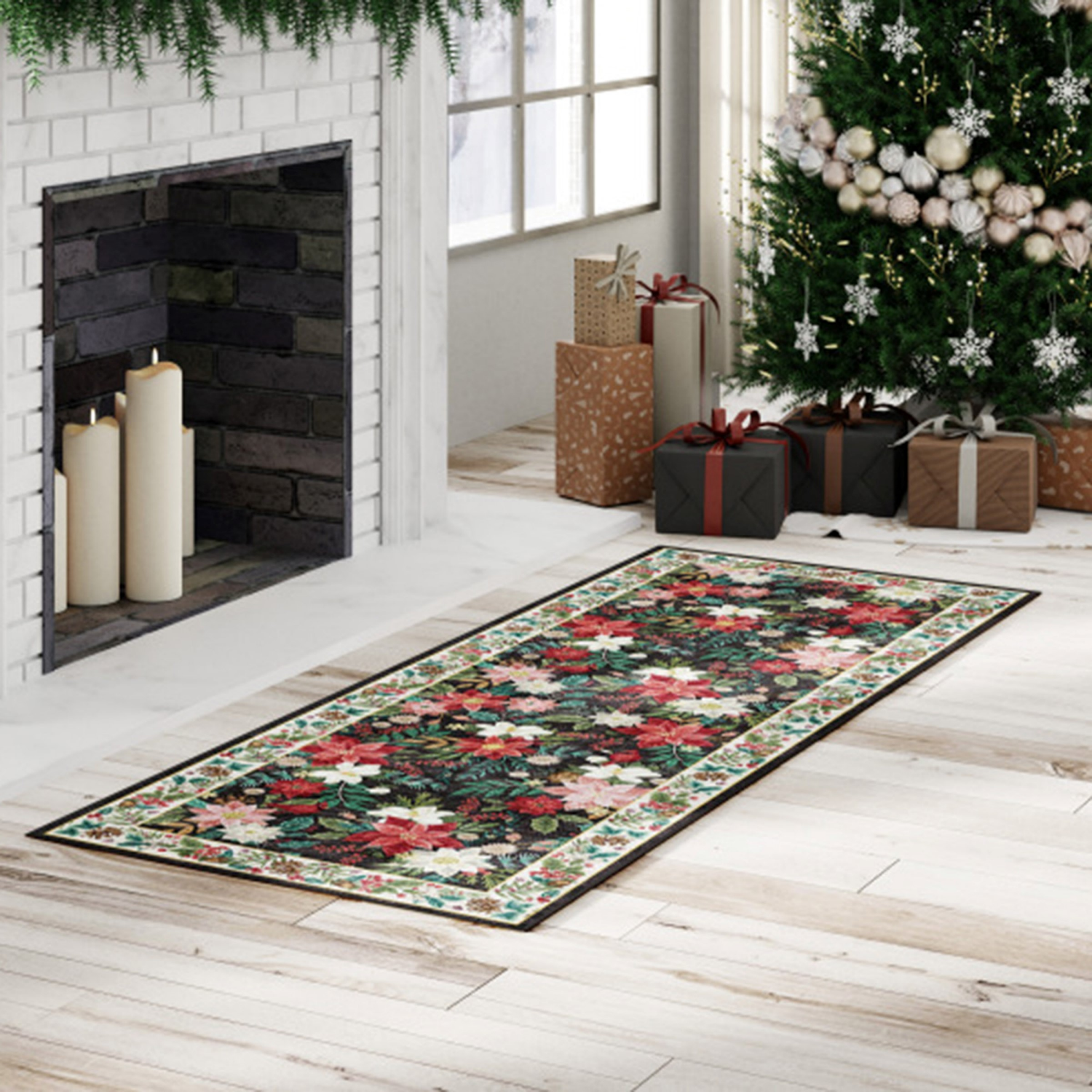 slide 2 of 2, Gertmenian Crystal Print Feliz Runner 26x72", Black, 1 ct