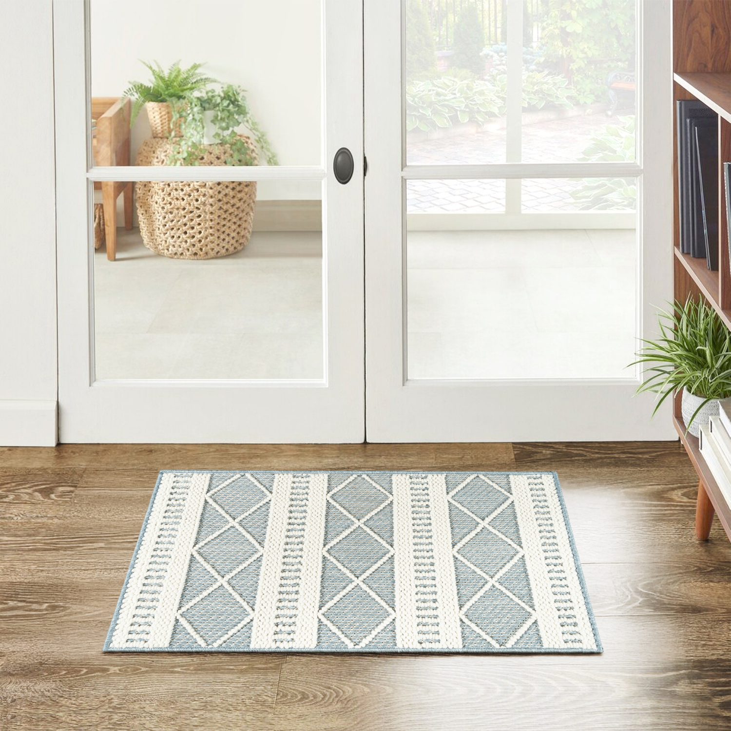 slide 3 of 3, Gertmenian Regent Krie Scatter Rug, 20x32, Blue Cream, 1 ct