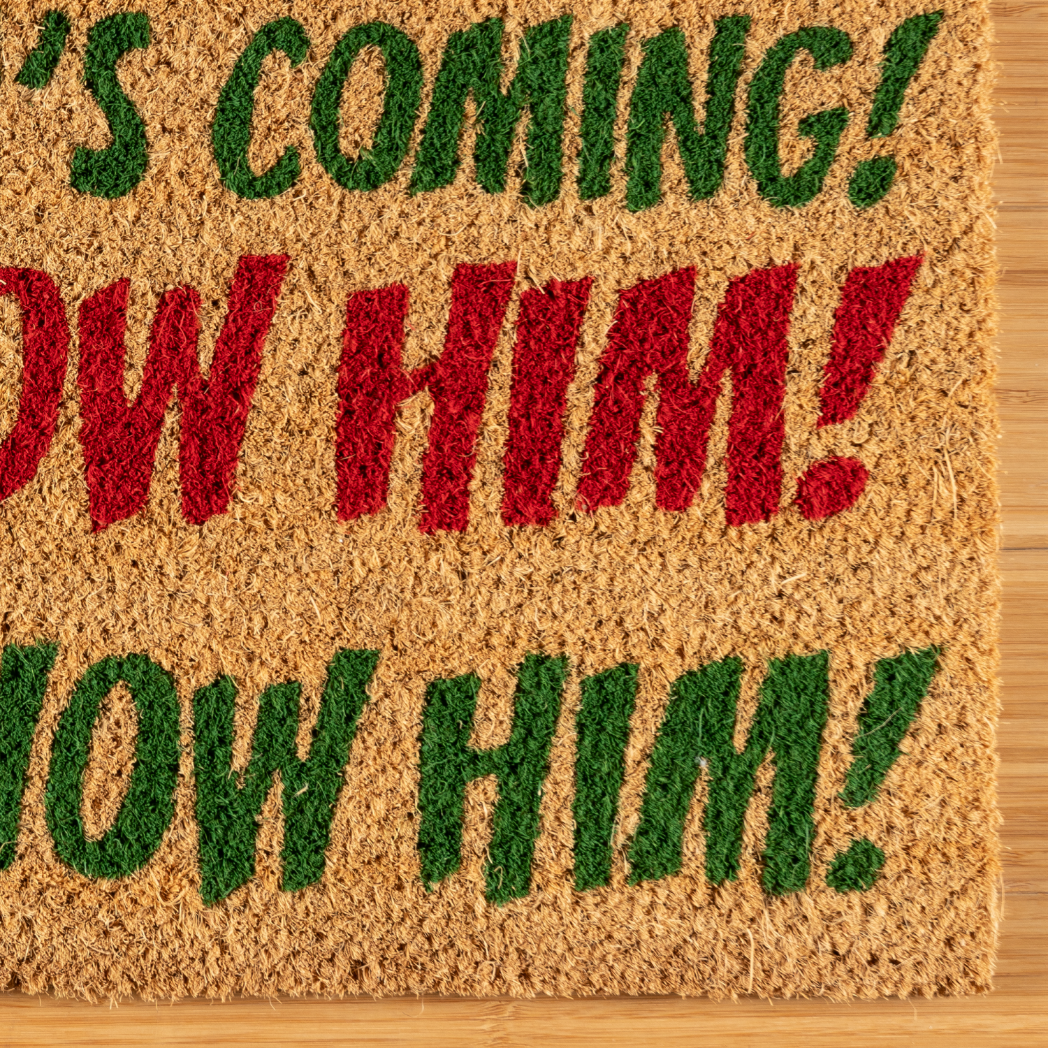 slide 2 of 5, Elf Santa is Coming Coir Mat, 18x30, Natural, 1 ct